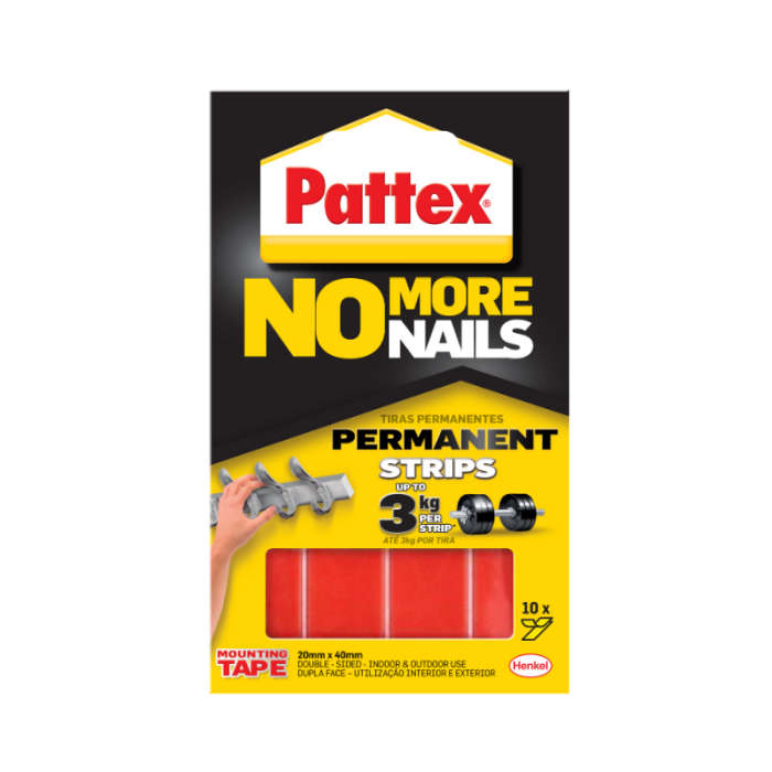 PATTEX NO MORE NAILS PERMANENT MOUNTING STRIPS 3KG
