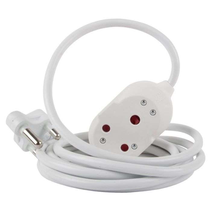 NEXUS EXTENSION CORD WHITE DBL 3M 1.5MM 16A