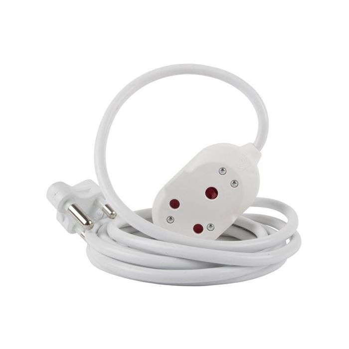 NEXUS EXTENSION CORD WHITE DBL 5M 1.5MM 16A