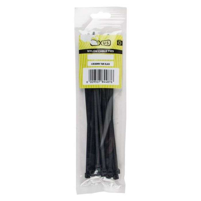 NEXUS CABLE TIES T30R 3.6MMX150MM BLACK 100 PACK