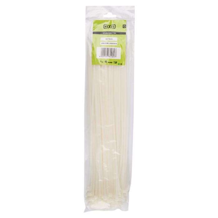 NEXUS CABLE TIES T50L 4.6MMX400MM WHITE 100 PACK