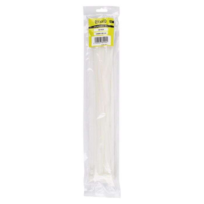 NEXUS CABLE TIES 7.2X400MM T120R 20PK CLR
