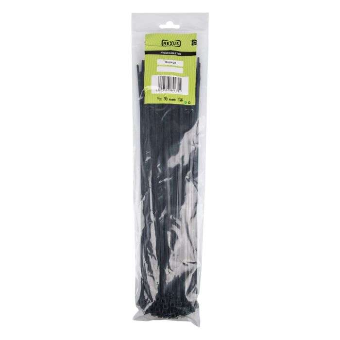 NEXUS CABLE TIES 7.6X400MM T120R 100PK BLACK NEXUS