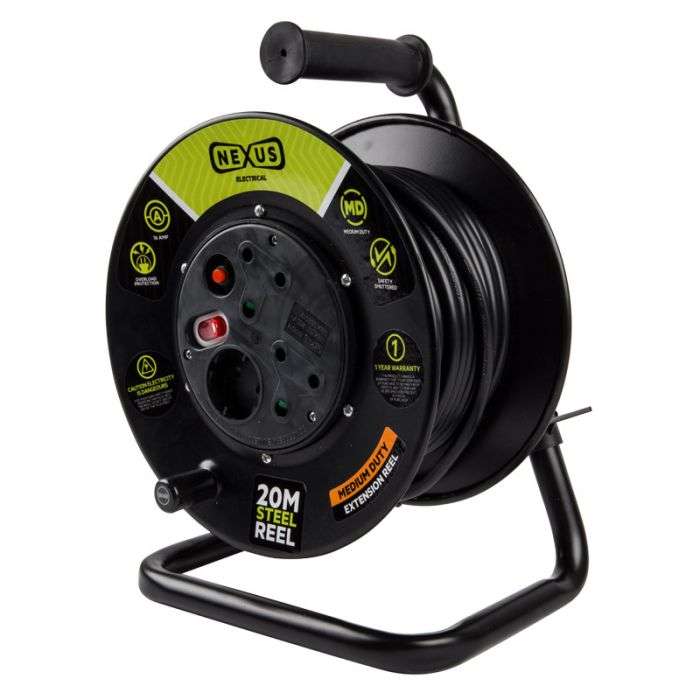 BULK PACK 2 X NEXUS EXTENSION REEL STEEL 30M 1.5MM 16A