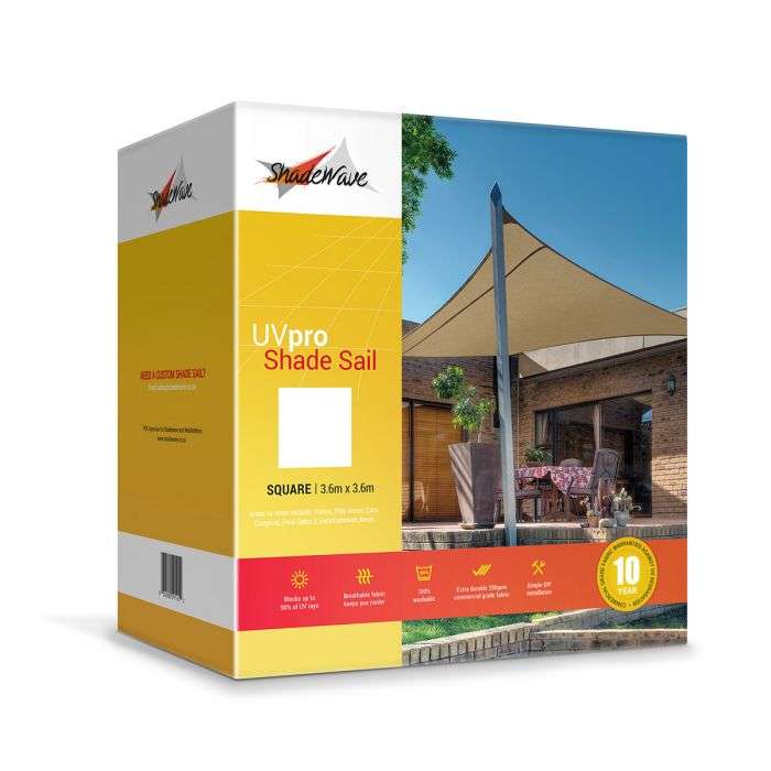 SHADEWAVE SHADE 3.6X3.6M SAIL BEIGE SQUARE