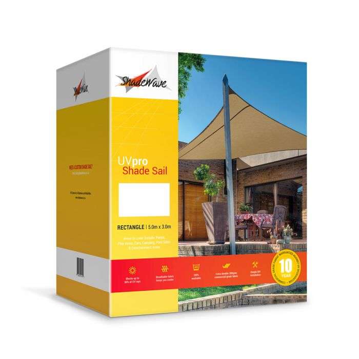 SHADEWAVE SHADE 5X3M SAIL BEIGE RECTANGLE
