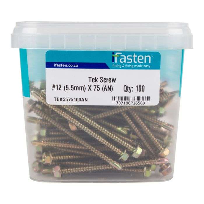 IFASTEN TEK SCREW NO12 5.5MMX75MM 100 PT
