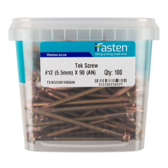IFASTEN TEK SCREW NO12 5.5MMX90MM 100 PT