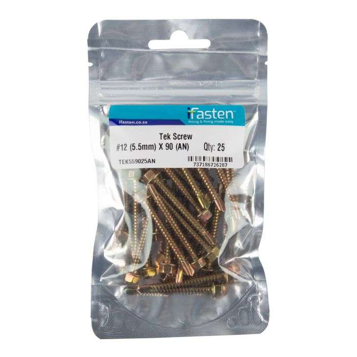 IFASTEN TEK SCREW NO12 5.5MMX90MM 25 PP