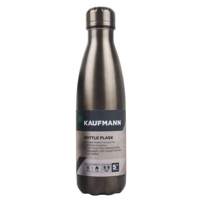 BULK PACK 4 X KAUFMANN FLASK BOTTLE S/STEEL GREY 750ML