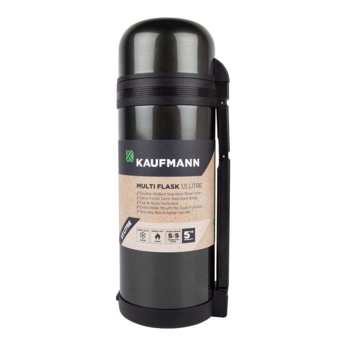 KAUFMANN FLASK + HANDLE S/STEEL GREY 1.5L