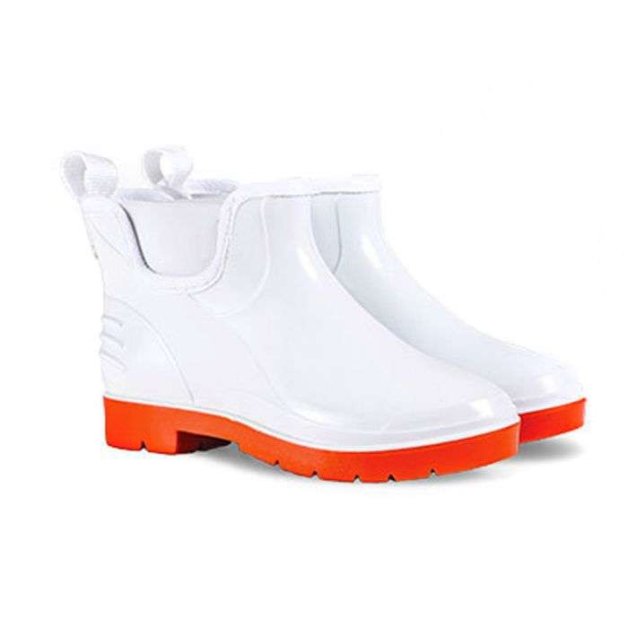 WAYNE LADIES SLIP-ON GUMBOOTS SIZE 7 WHITE AND RED
