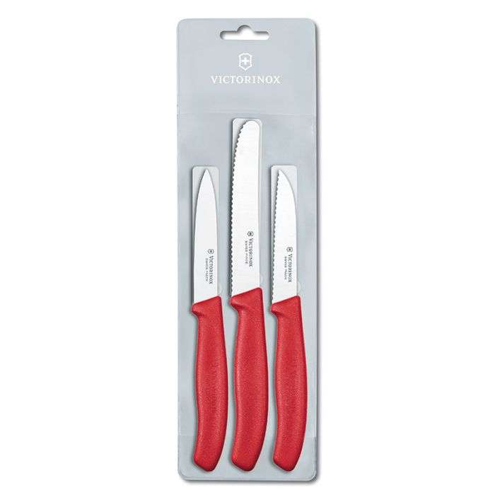 VICTORINOX PARING KNIFE SET 3PCE RED