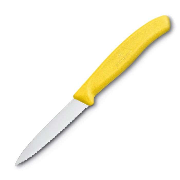 VICTORINOX PARING KNIFE SERRATED 8CM YELLOW