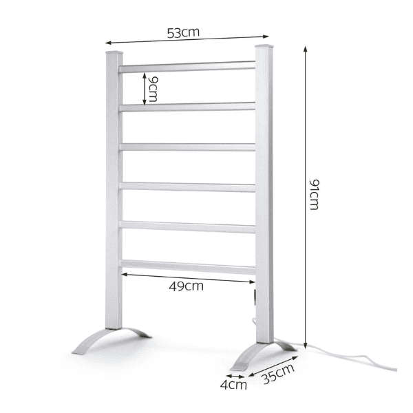 2-in-1 Electric Heated 6 Bar Lightweight Towel Rail
