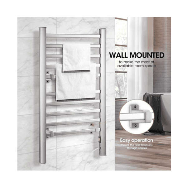 2-in-1 Electric Heated 6 Bar Lightweight Towel Rail
