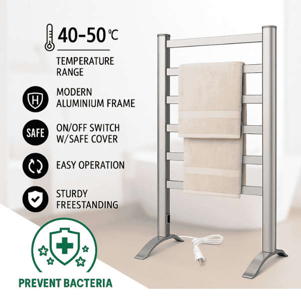 2-in-1 Electric Heated 6 Bar Lightweight Towel Rail