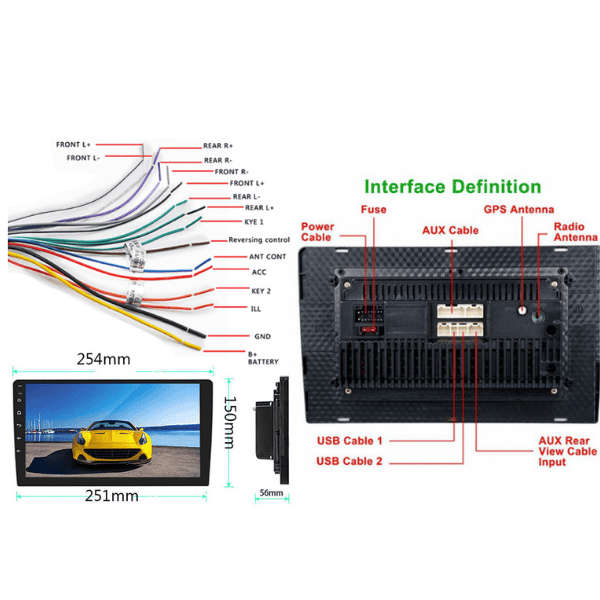 10Inch Universal Car Stereo EQ Wireless Car player Android Auto Carplay Car Radio