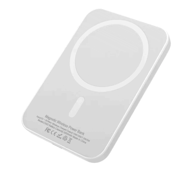 Magsafe 5000Mah 9mm Ultra Slim Magnetic Wireless Power Bank - Silver Colour