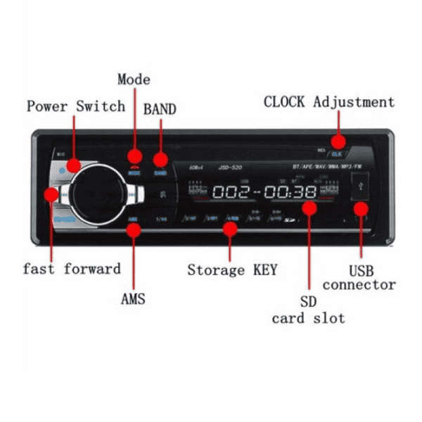 1 Din Car Radio MP3 Bluetooth USB SD Card Player