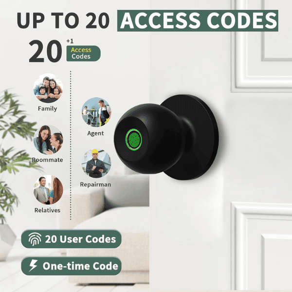 Fingerprint Smart Door Knob - Tuya Black