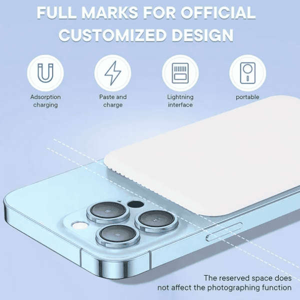 Magsafe 5000Mah 9mm Ultra Slim Magnetic Wireless Power Bank - Silver Colour