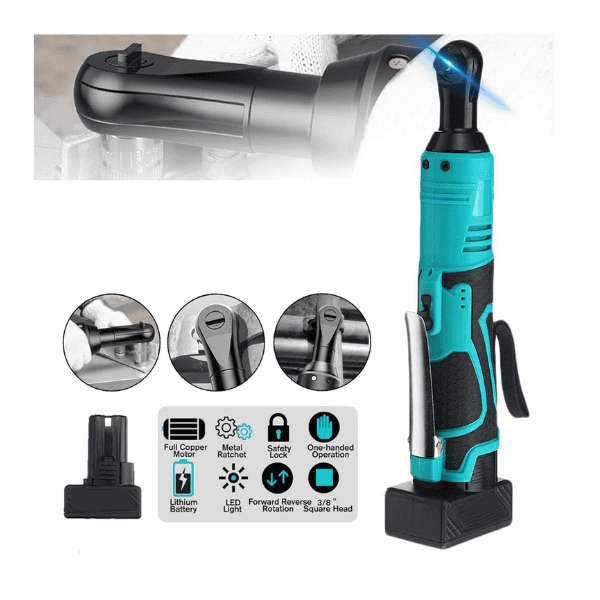 Impact Wrench Cordless Rechargeable Electric 16.8V 3/8 Inch 90°  Ratchet Driver Power Tool