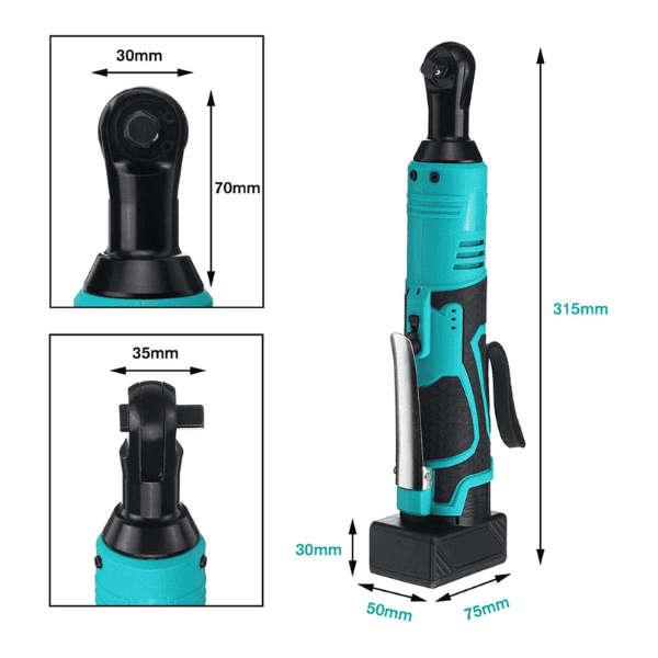 Impact Wrench Cordless Rechargeable Electric 16.8V 3/8 Inch 90°  Ratchet Driver Power Tool