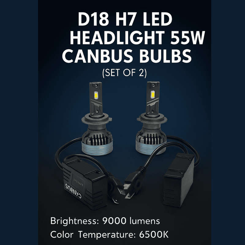 D18 H7 LED Headlight 55W Canbus Bulbs - Set of 2