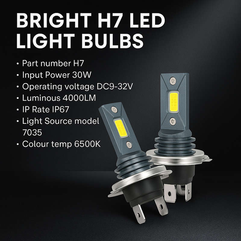 J7 H7 LED Light Bulbs  6500K Cool White | Set of 2