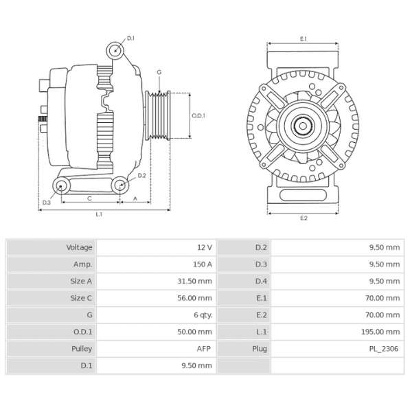 12V 150AMP Alternator For Mercedes C250 1.8L 2012 000-906-30-00 A0009063000
