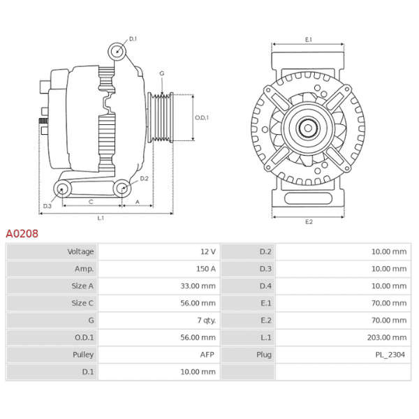 Mercedes Alternator W204 C-Class A271 154 14 02 / 14v 120A - A2711541402