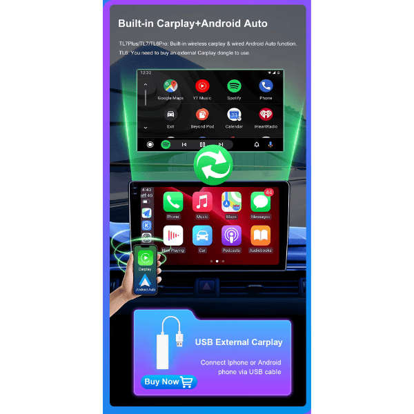Kia Rio 2017 - 2022 Compatible Android Navigation Bluetooth with CarPlay/Android Auto