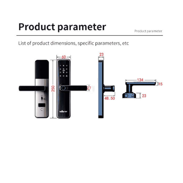 Smart Biometric Door Lock 2024 Model - Black Right