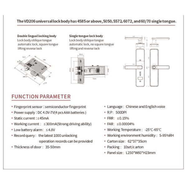 Smart Biometric Door Lock 2024 Model - Black Right