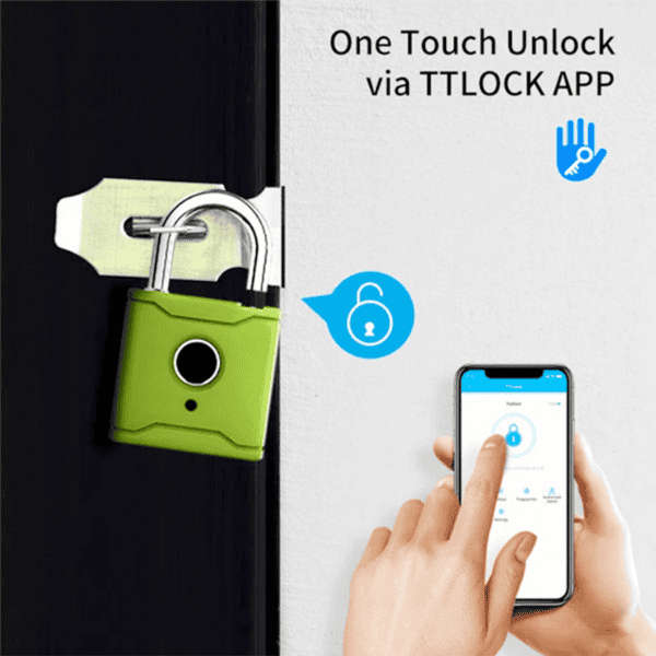 Bluetooth Smart Padlock Fingerprint Lock Keyless with TTlock App - Black 40mm