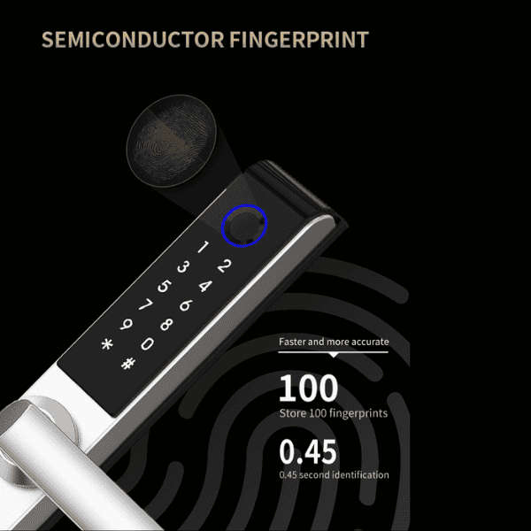 Smart Biometric Door Lock 2024 Model Aluminium Doors - Black Right