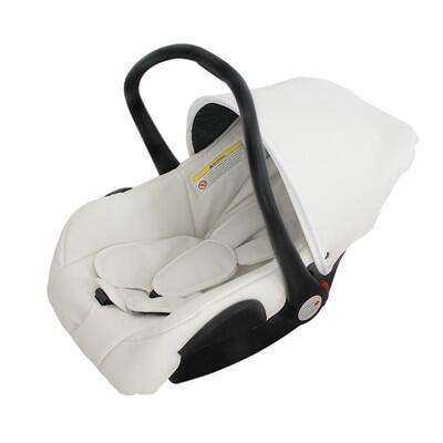 White leather baby eggshell car seat