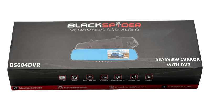 Blackspider BS604DVR Rearview Mirror with DVR and Rear Camera