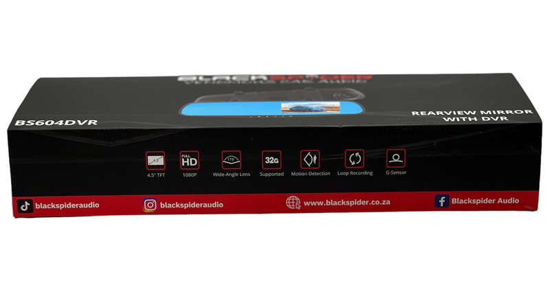 Blackspider BS604DVR Rearview Mirror with DVR and Rear Camera