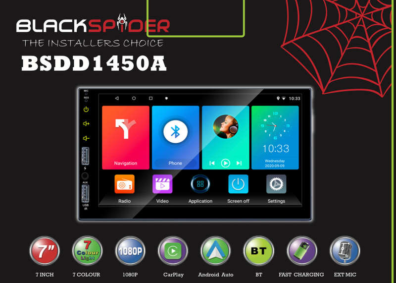 2-3 BLACKSPIDER BSDD1450A ANDROID AUTO & CARPLAY RADIO
