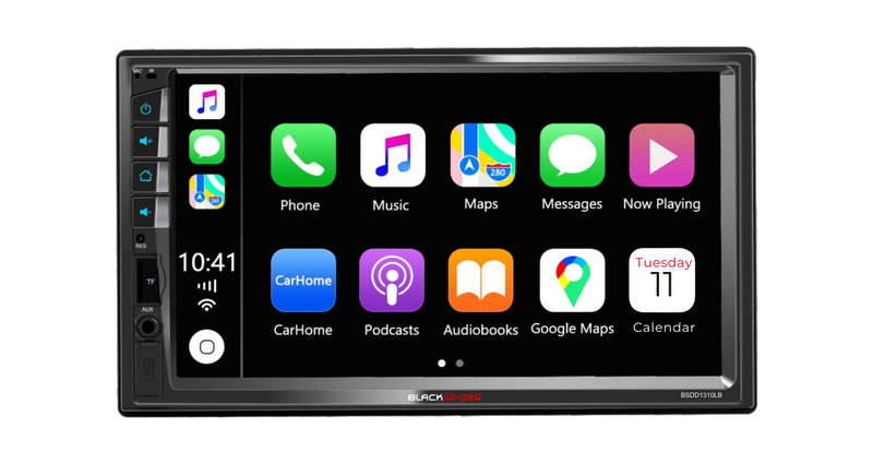 BlackSpider BSDD1310LB 2Din Bluetooth Wired Apple Carplay Android Auto Radio