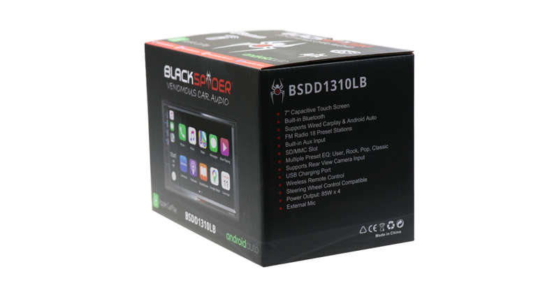 BlackSpider BSDD1310LB 2Din Bluetooth Wired Apple Carplay Android Auto Radio