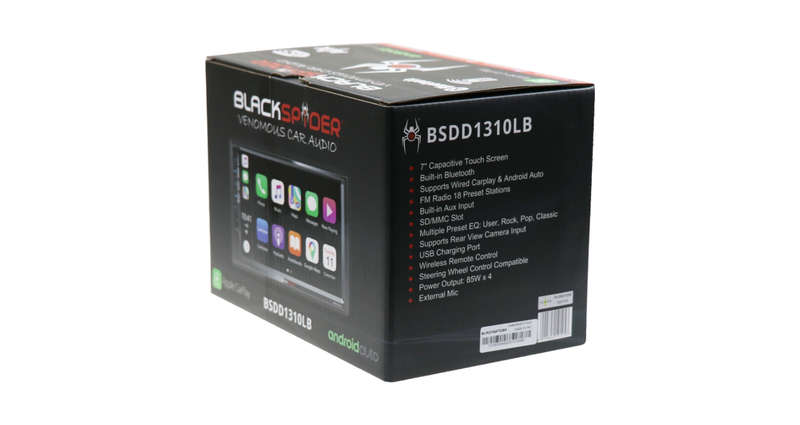 BlackSpider BSDD1310LB 2Din Bluetooth Wired Apple Carplay Android Auto Radio