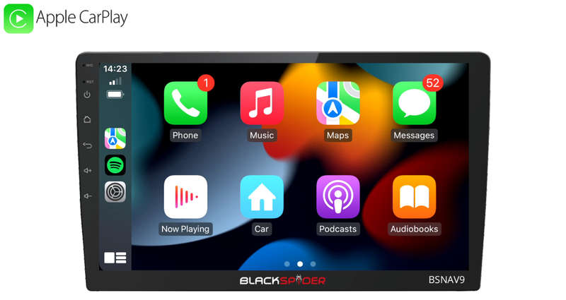 Blackspider BSNAV9 9" Wireless Apple CarPlay Android Auto Radio