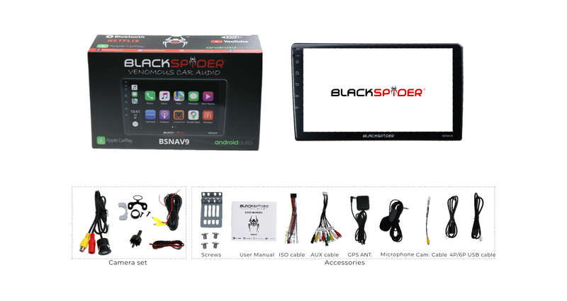 Blackspider BSNAV9 9" Wireless Apple CarPlay Android Auto Radio