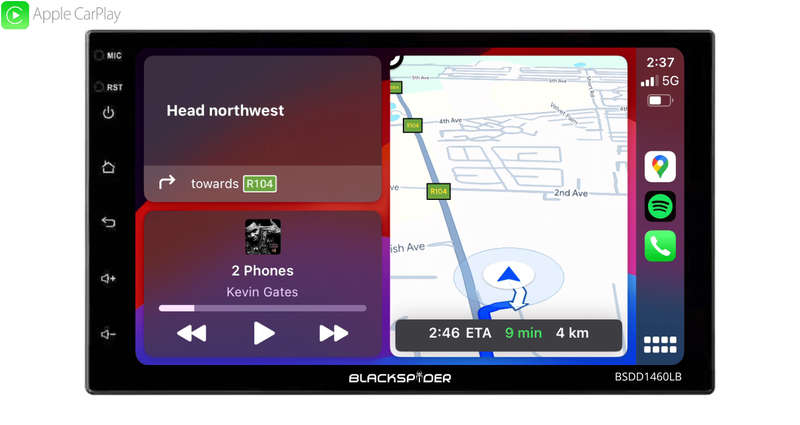 Blackspider BSDD1460LB 2Din Wireless Apple CarPlay Android Auto Radio Long Base