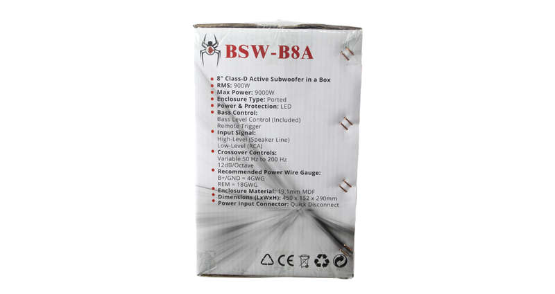 Blackspider BSW-B8A 9000W Class D Ported Active Enclosure Subwoofer