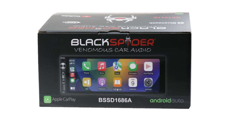 BlackSpider BSDD1686A 6.86" Single Din Wireless Apple CarPlay Android Auto Radio