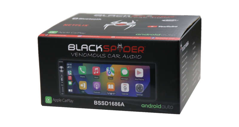 BlackSpider BSDD1686A 6.86" Single Din Wireless Apple CarPlay Android Auto Radio